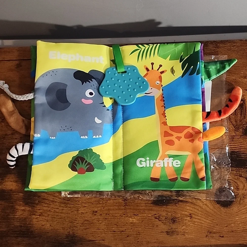 1oc Animal Tail Cloth Book, Suitable For Infants, Soft Baby Cloth Trail Toy With